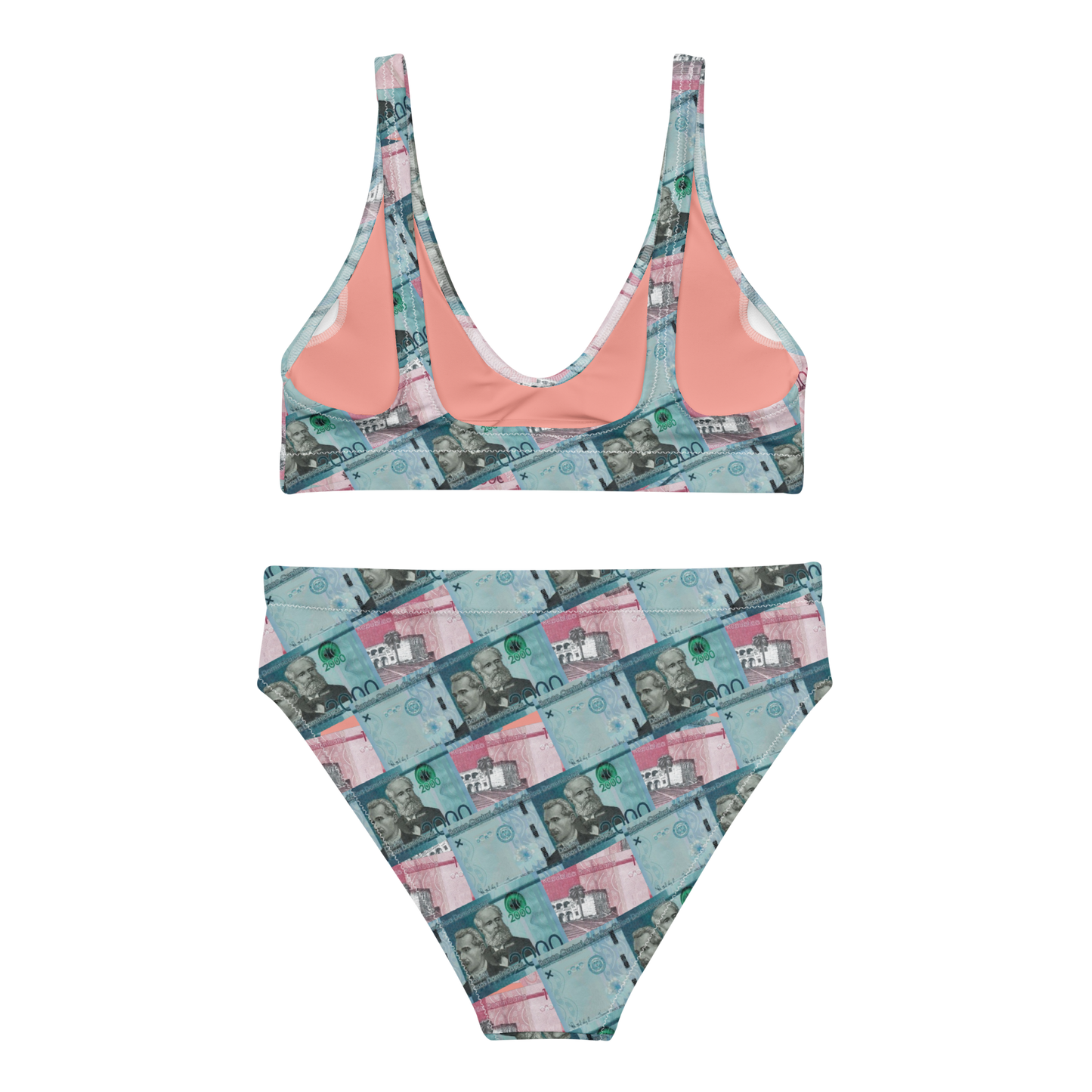 1000 y 2000 Dominican Pesos High-Waisted Two Piece Bikini Set Swimsuit - 2020 - DominicanGirlfriend.com - Frases Dominicanas - República Dominicana Lifestyle Graphic T-Shirts Streetwear & Accessories - New York - Bronx - Washington Heights - Miami - Florida - Boca Chica - USA - Dominican Clothing