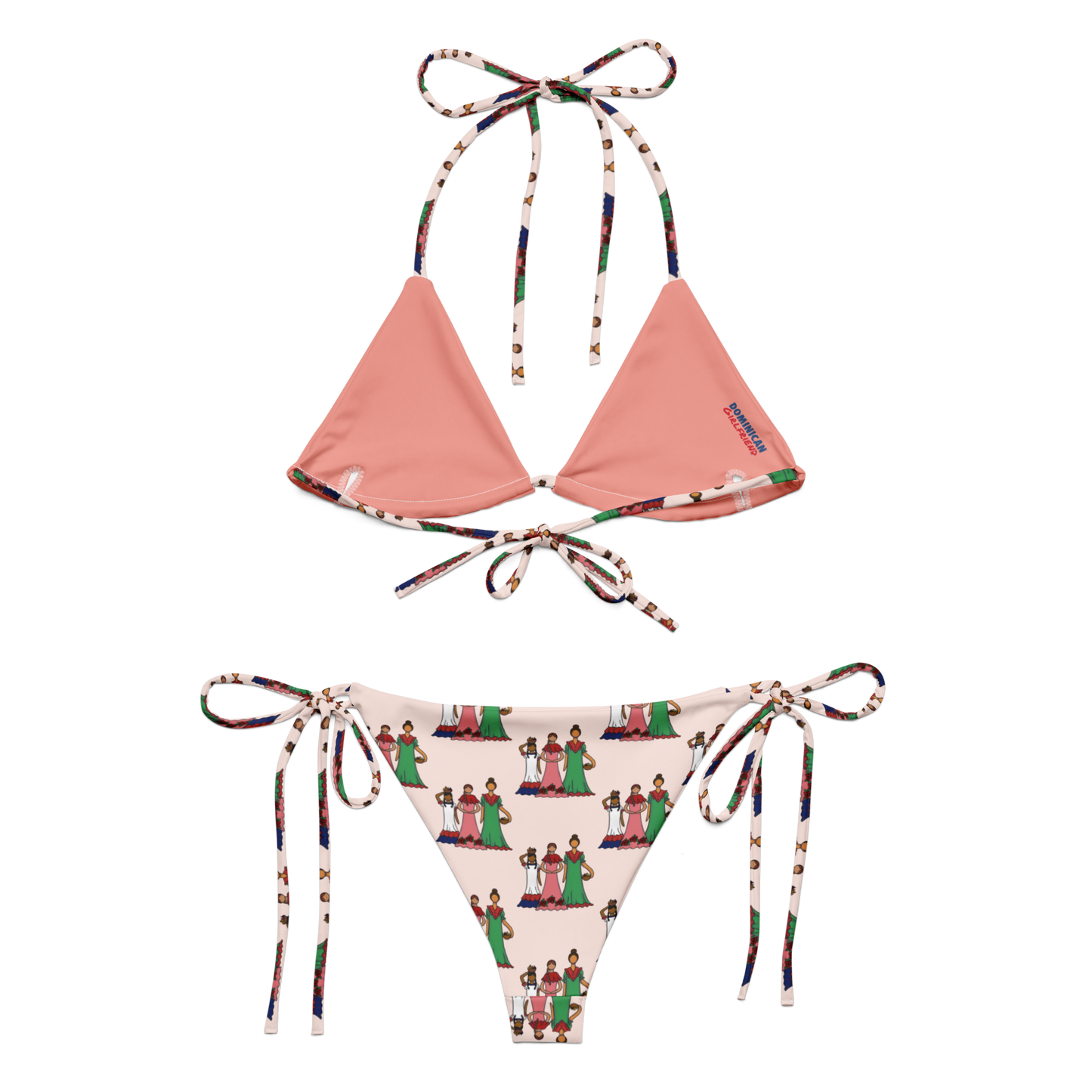 Dominican Faceless Dolls All-over Print Two Piece String Bikini Set Swimsuit