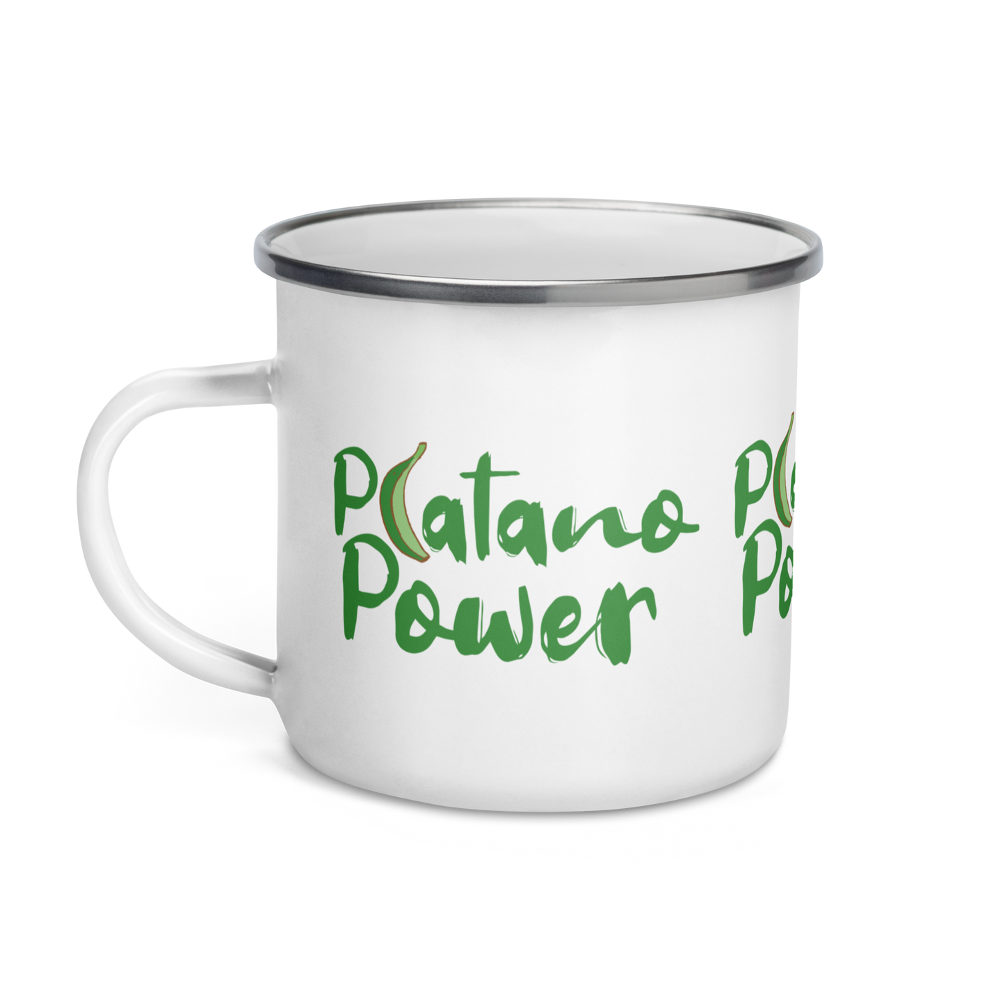 Platano Power Dominican Silver Rim Enamel Mug