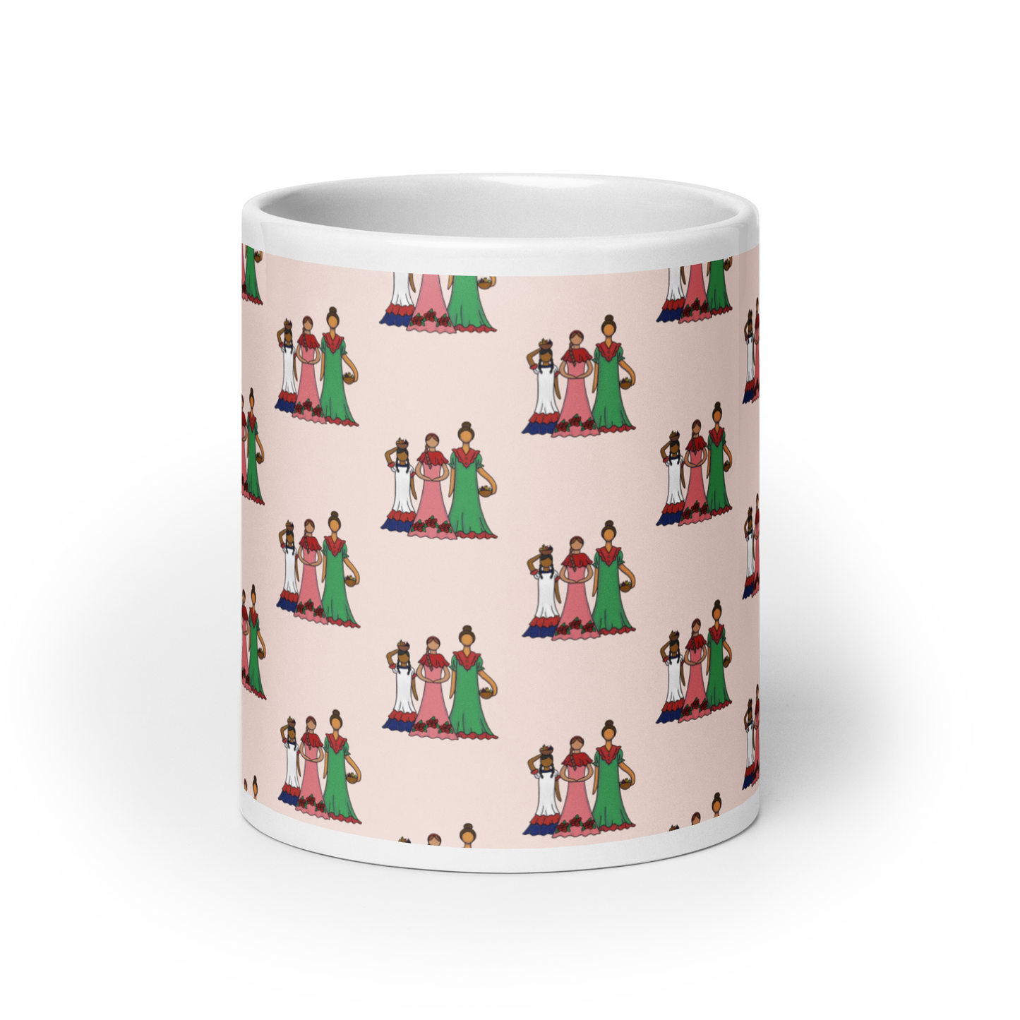 Dominican Faceless Dolls White Glossy Mug - 2020 - DominicanGirlfriend.com - Frases Dominicanas - República Dominicana Lifestyle Graphic T-Shirts Streetwear & Accessories - New York - Bronx - Washington Heights - Miami - Florida - Boca Chica - USA - Dominican Clothing