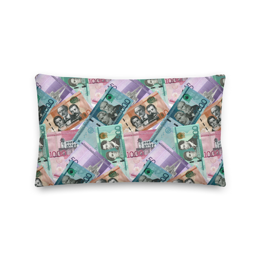 Dominican Pesos Premium Pillow - 2020 - DominicanGirlfriend.com - Frases Dominicanas - República Dominicana Lifestyle Graphic T-Shirts Streetwear & Accessories - New York - Bronx - Washington Heights - Miami - Florida - Boca Chica - USA - Dominican Clothing