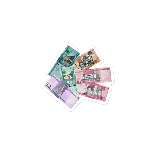 Dominican Pesos Bubble-Free Stickers - 2020 - DominicanGirlfriend.com - Frases Dominicanas - República Dominicana Lifestyle Graphic T-Shirts Streetwear & Accessories - New York - Bronx - Washington Heights - Miami - Florida - Boca Chica - USA - Dominican Clothing