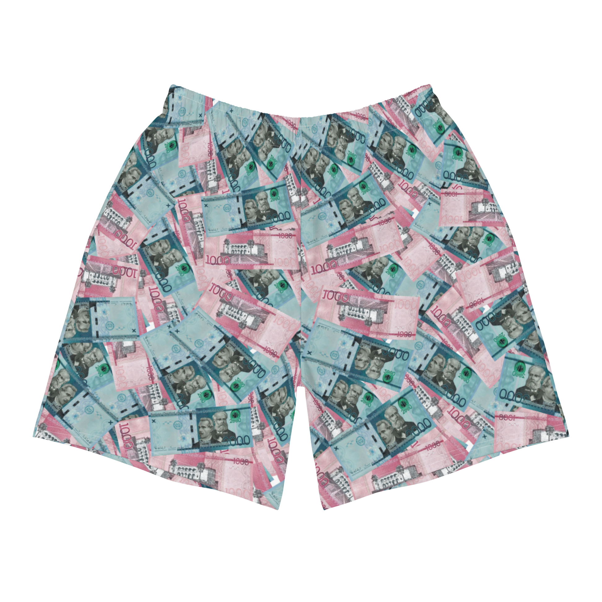 1000 y 2000 Dominican Pesos Men's Athletic Long Shorts Swimsuit  - 2020 - DominicanGirlfriend.com - Frases Dominicanas - República Dominicana Lifestyle Graphic T-Shirts Streetwear & Accessories - New York - Bronx - Washington Heights - Miami - Florida - Boca Chica - USA - Dominican Clothing