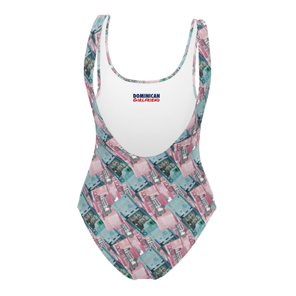 1000 y 2000 Dominican Pesos One-Piece Swimsuit  - 2020 - DominicanGirlfriend.com - Frases Dominicanas - República Dominicana Lifestyle Graphic T-Shirts Streetwear & Accessories - New York - Bronx - Washington Heights - Miami - Florida - Boca Chica - USA - Dominican Clothing