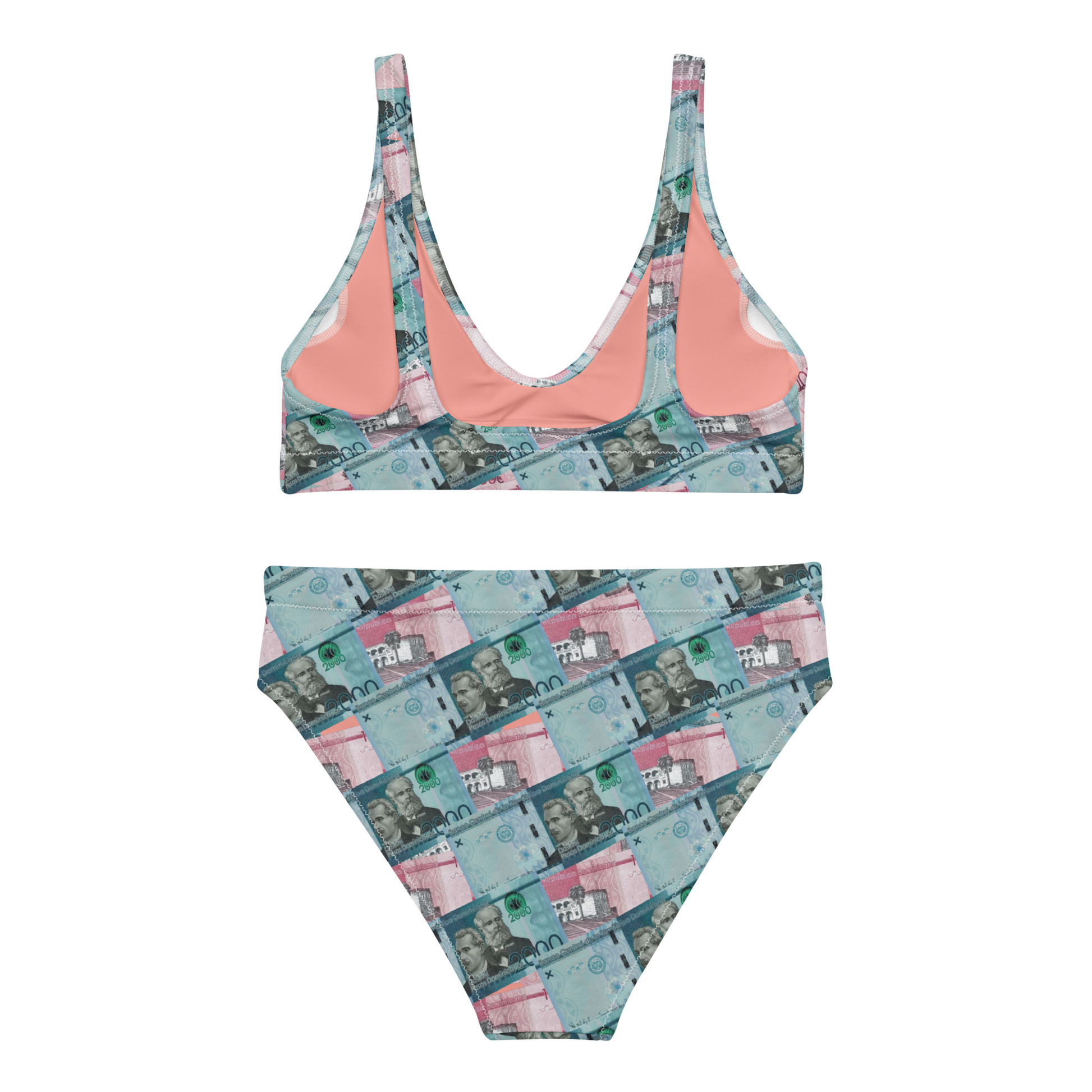 1000 y 2000 Dominican Pesos High-Waisted Two Piece Bikini Set Swimsuit  - 2020 - DominicanGirlfriend.com - Frases Dominicanas - República Dominicana Lifestyle Graphic T-Shirts Streetwear & Accessories - New York - Bronx - Washington Heights - Miami - Florida - Boca Chica - USA - Dominican Clothing