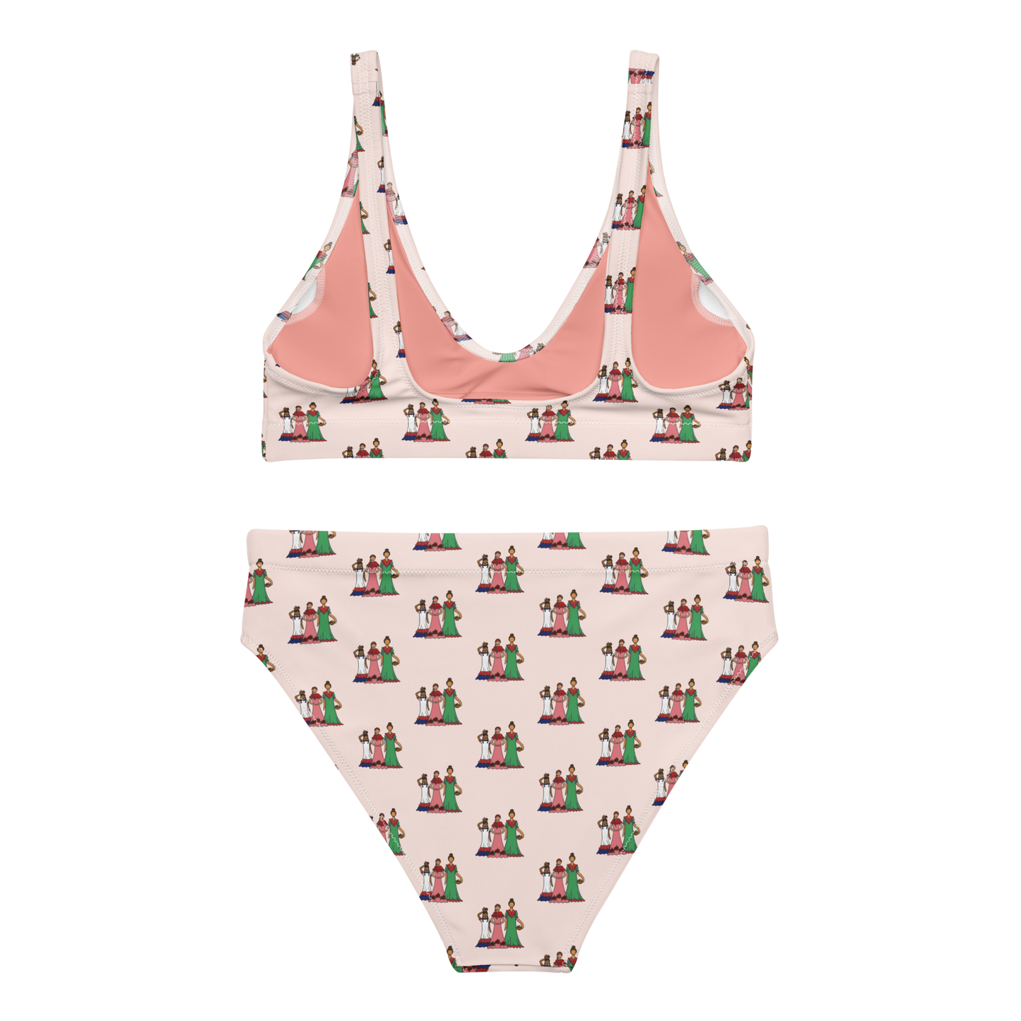 Dominican Faceless Dolls All-over Print high-waisted Bikini Swimsuit