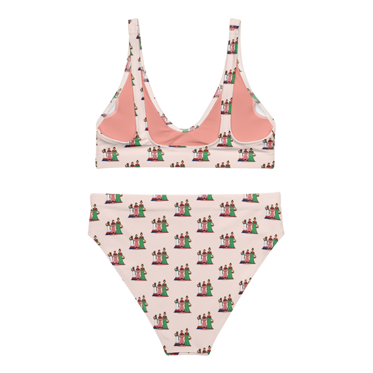 Dominican Faceless Dolls All-over Print high-waisted Bikini Swimsuit