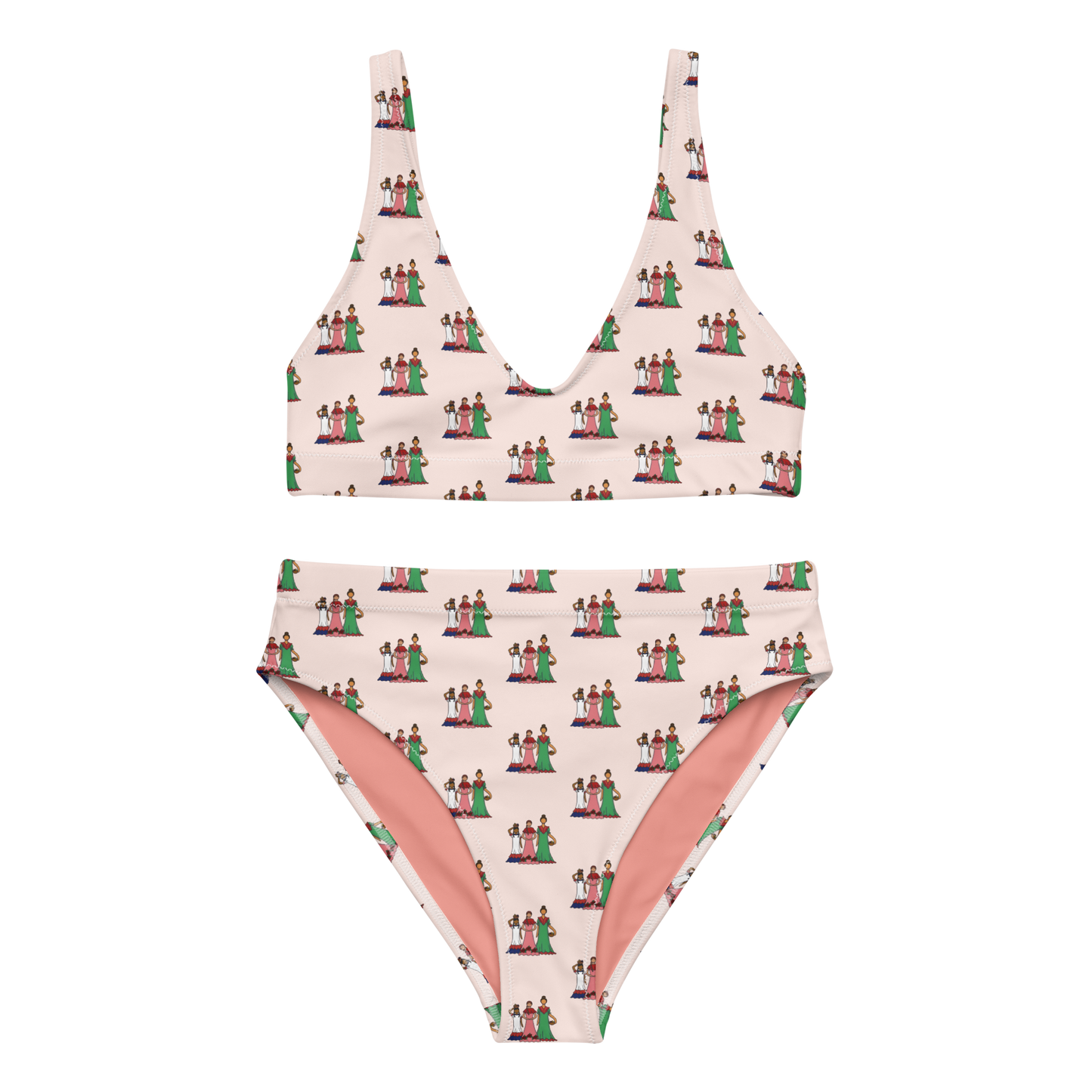 Dominican Faceless Dolls All-over Print high-waisted Bikini Swimsuit