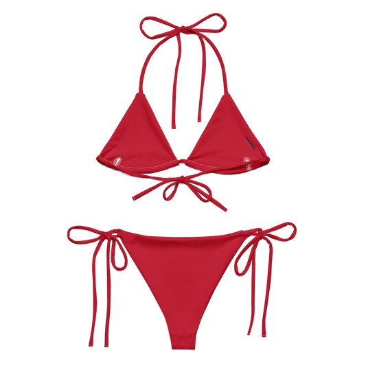 Dominican Republic Flag Two Piece Red String Bikini Set Swimsuit