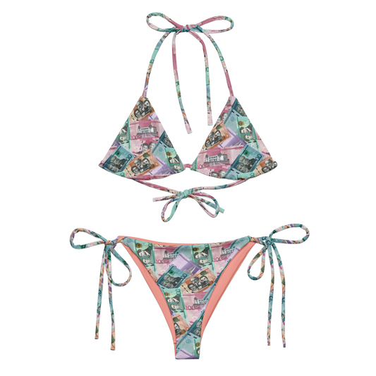 Dominican Pesos All-over Print Two Piece String Bikini Set Swimsuit