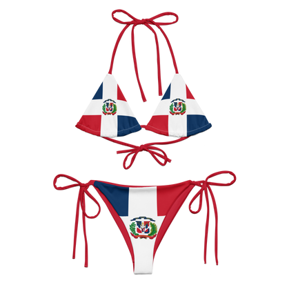 Dominican Republic Flag All-over Print Two Piece String Bikini Set Swimsuit