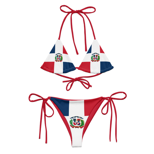 Dominican Republic Flag All-over Print Two Piece String Bikini Set Swimsuit