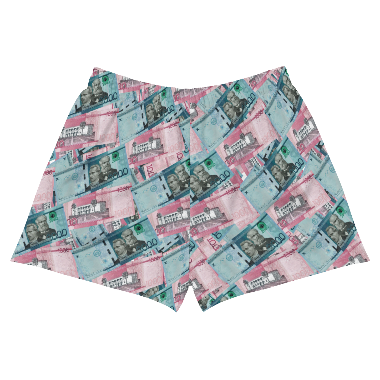 1000 y 2000 Dominican Pesos Women's Athletic Shorts Swimsuit  - 2020 - DominicanGirlfriend.com - Frases Dominicanas - República Dominicana Lifestyle Graphic T-Shirts Streetwear & Accessories - New York - Bronx - Washington Heights - Miami - Florida - Boca Chica - USA - Dominican Clothing