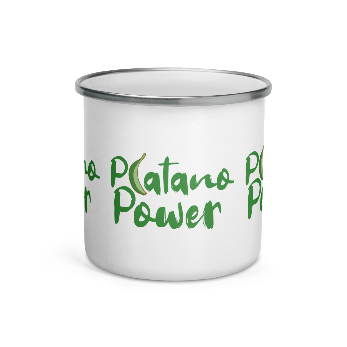 Platano Power Dominican Silver Rim Enamel Mug