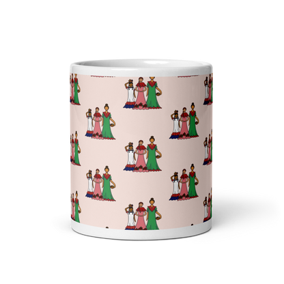Dominican Faceless Dolls White Glossy Mug  - 2020 - DominicanGirlfriend.com - Frases Dominicanas - República Dominicana Lifestyle Graphic T-Shirts Streetwear & Accessories - New York - Bronx - Washington Heights - Miami - Florida - Boca Chica - USA - Dominican Clothing