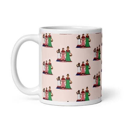 Dominican Faceless Dolls White Glossy Mug  - 2020 - DominicanGirlfriend.com - Frases Dominicanas - República Dominicana Lifestyle Graphic T-Shirts Streetwear & Accessories - New York - Bronx - Washington Heights - Miami - Florida - Boca Chica - USA - Dominican Clothing