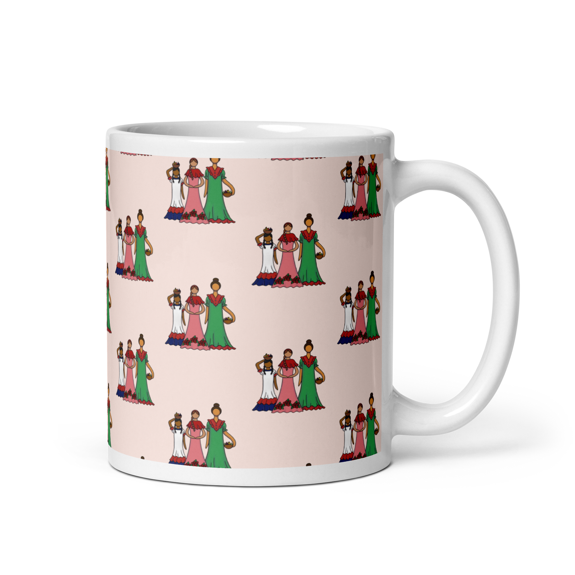Dominican Faceless Dolls White Glossy Mug  - 2020 - DominicanGirlfriend.com - Frases Dominicanas - República Dominicana Lifestyle Graphic T-Shirts Streetwear & Accessories - New York - Bronx - Washington Heights - Miami - Florida - Boca Chica - USA - Dominican Clothing