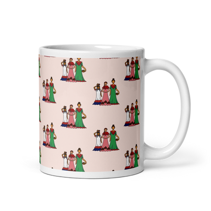 Dominican Faceless Dolls White Glossy Mug  - 2020 - DominicanGirlfriend.com - Frases Dominicanas - República Dominicana Lifestyle Graphic T-Shirts Streetwear & Accessories - New York - Bronx - Washington Heights - Miami - Florida - Boca Chica - USA - Dominican Clothing