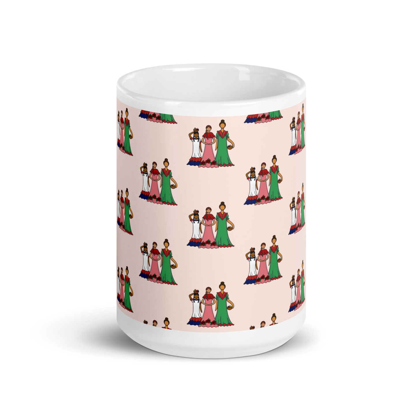 Dominican Faceless Dolls White Glossy Mug  - 2020 - DominicanGirlfriend.com - Frases Dominicanas - República Dominicana Lifestyle Graphic T-Shirts Streetwear & Accessories - New York - Bronx - Washington Heights - Miami - Florida - Boca Chica - USA - Dominican Clothing