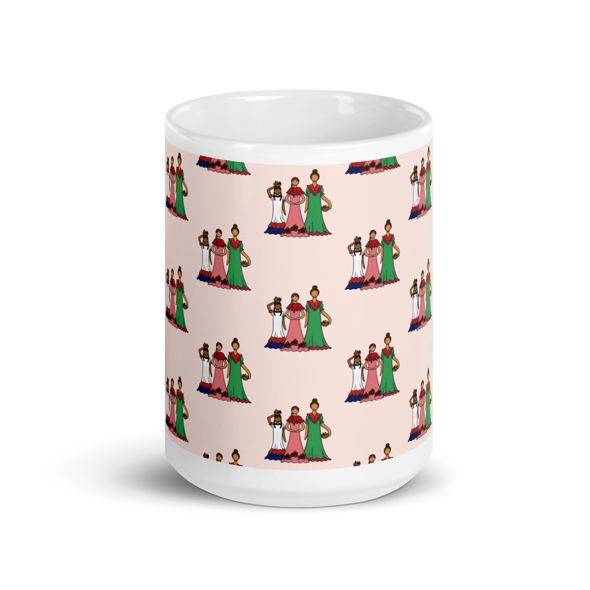 Dominican Faceless Dolls White Glossy Mug  - 2020 - DominicanGirlfriend.com - Frases Dominicanas - República Dominicana Lifestyle Graphic T-Shirts Streetwear & Accessories - New York - Bronx - Washington Heights - Miami - Florida - Boca Chica - USA - Dominican Clothing