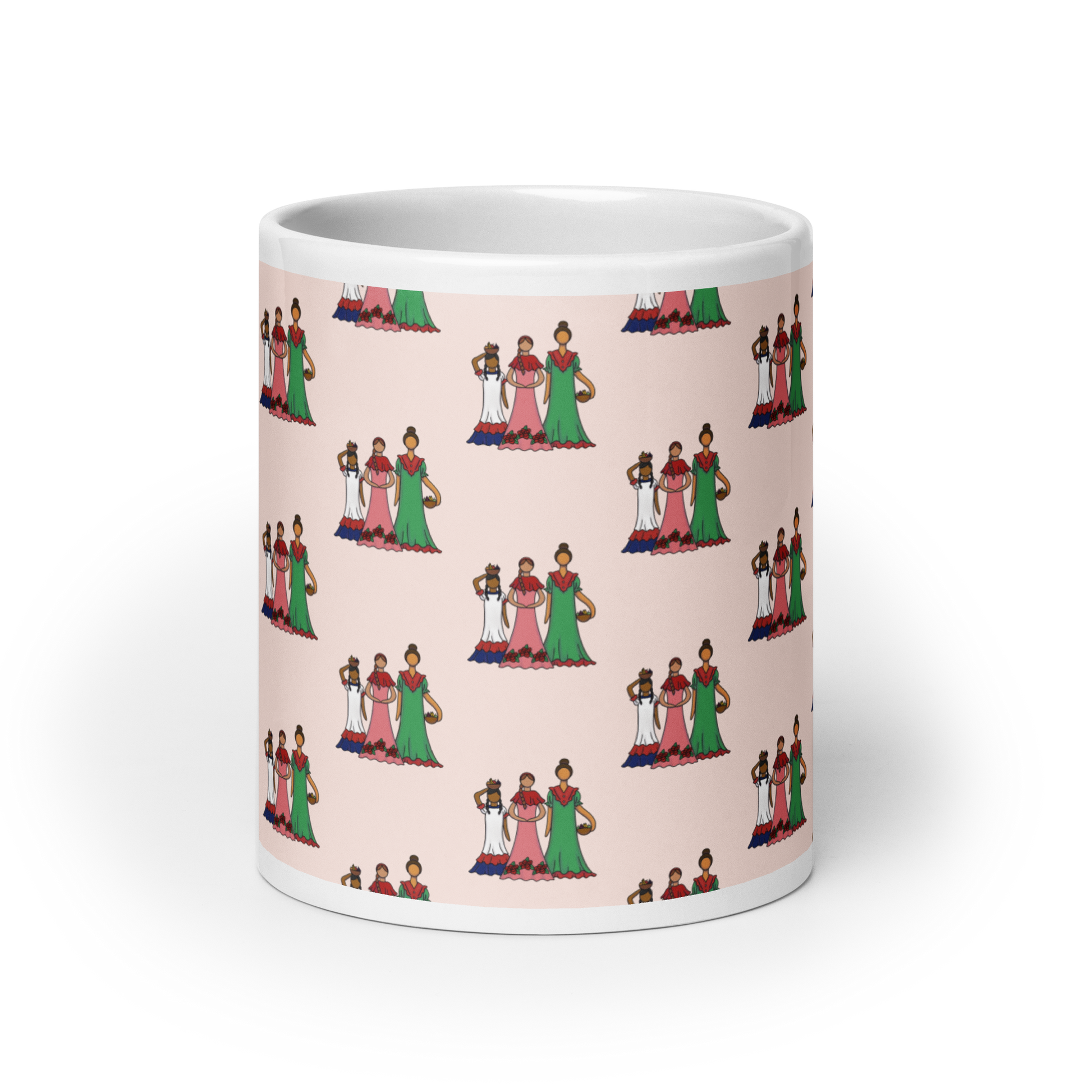 Dominican Faceless Dolls White Glossy Mug  - 2020 - DominicanGirlfriend.com - Frases Dominicanas - República Dominicana Lifestyle Graphic T-Shirts Streetwear & Accessories - New York - Bronx - Washington Heights - Miami - Florida - Boca Chica - USA - Dominican Clothing