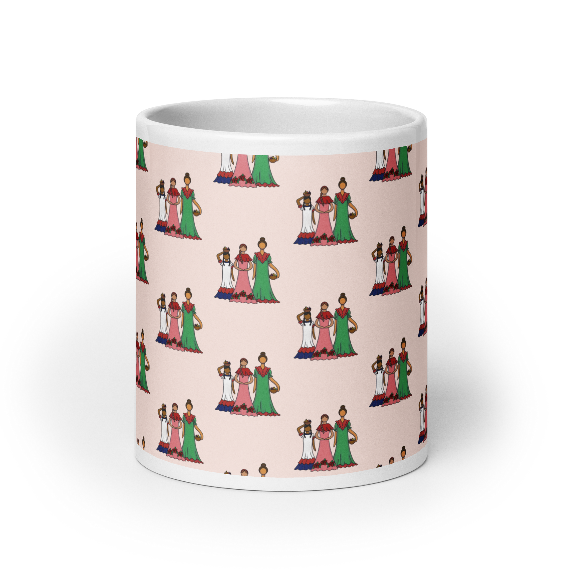 Dominican Faceless Dolls White Glossy Mug  - 2020 - DominicanGirlfriend.com - Frases Dominicanas - República Dominicana Lifestyle Graphic T-Shirts Streetwear & Accessories - New York - Bronx - Washington Heights - Miami - Florida - Boca Chica - USA - Dominican Clothing