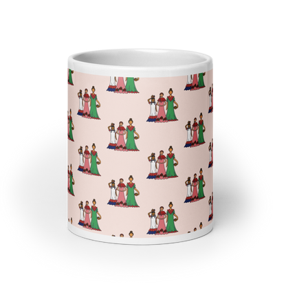 Dominican Faceless Dolls White Glossy Mug  - 2020 - DominicanGirlfriend.com - Frases Dominicanas - República Dominicana Lifestyle Graphic T-Shirts Streetwear & Accessories - New York - Bronx - Washington Heights - Miami - Florida - Boca Chica - USA - Dominican Clothing