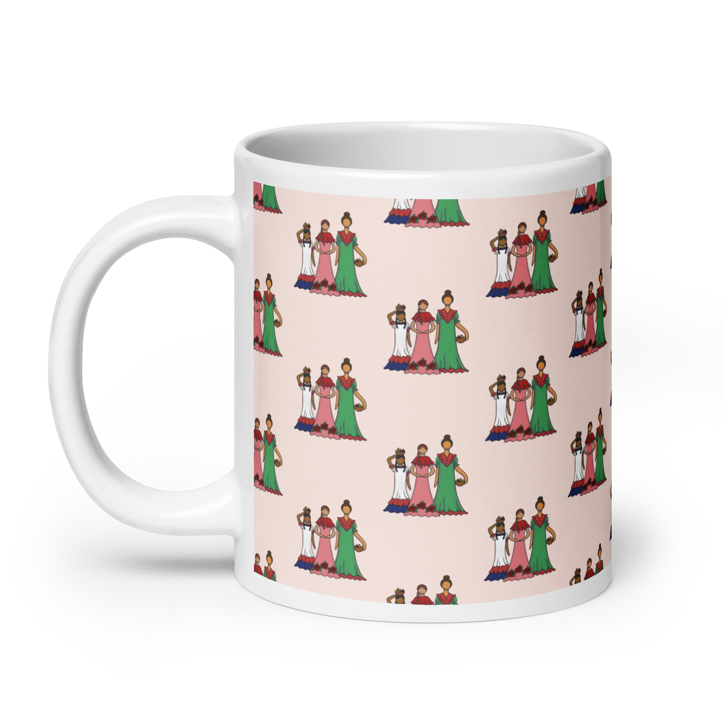 Dominican Faceless Dolls White Glossy Mug  - 2020 - DominicanGirlfriend.com - Frases Dominicanas - República Dominicana Lifestyle Graphic T-Shirts Streetwear & Accessories - New York - Bronx - Washington Heights - Miami - Florida - Boca Chica - USA - Dominican Clothing