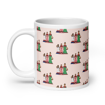 Dominican Faceless Dolls White Glossy Mug  - 2020 - DominicanGirlfriend.com - Frases Dominicanas - República Dominicana Lifestyle Graphic T-Shirts Streetwear & Accessories - New York - Bronx - Washington Heights - Miami - Florida - Boca Chica - USA - Dominican Clothing