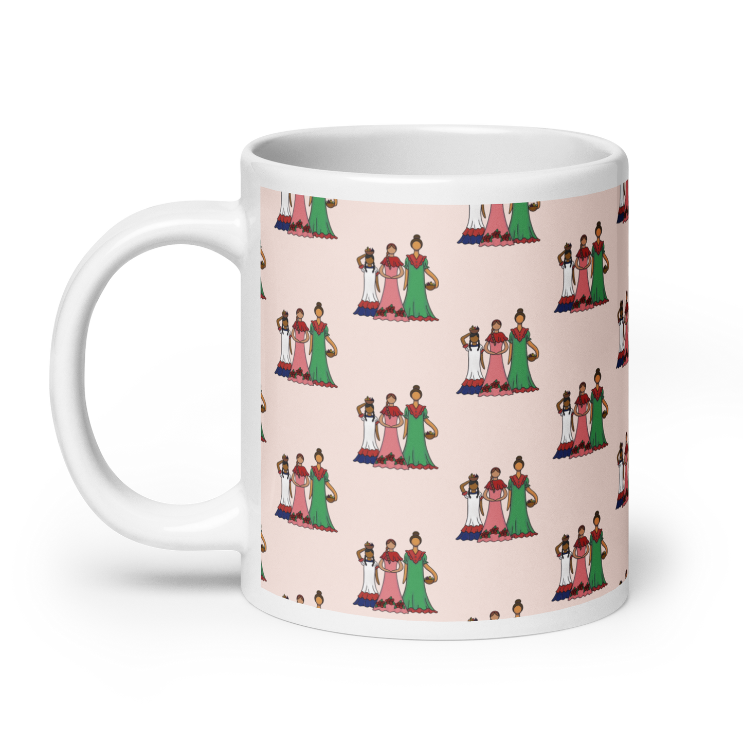 Dominican Faceless Dolls White Glossy Mug  - 2020 - DominicanGirlfriend.com - Frases Dominicanas - República Dominicana Lifestyle Graphic T-Shirts Streetwear & Accessories - New York - Bronx - Washington Heights - Miami - Florida - Boca Chica - USA - Dominican Clothing