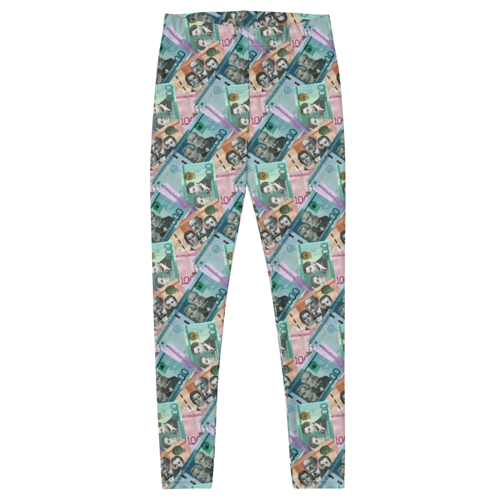 Dominican Pesos All-Over Print Leggings  - 2020 - DominicanGirlfriend.com - Frases Dominicanas - República Dominicana Lifestyle Graphic T-Shirts Streetwear & Accessories - New York - Bronx - Washington Heights - Miami - Florida - Boca Chica - USA - Dominican Clothing