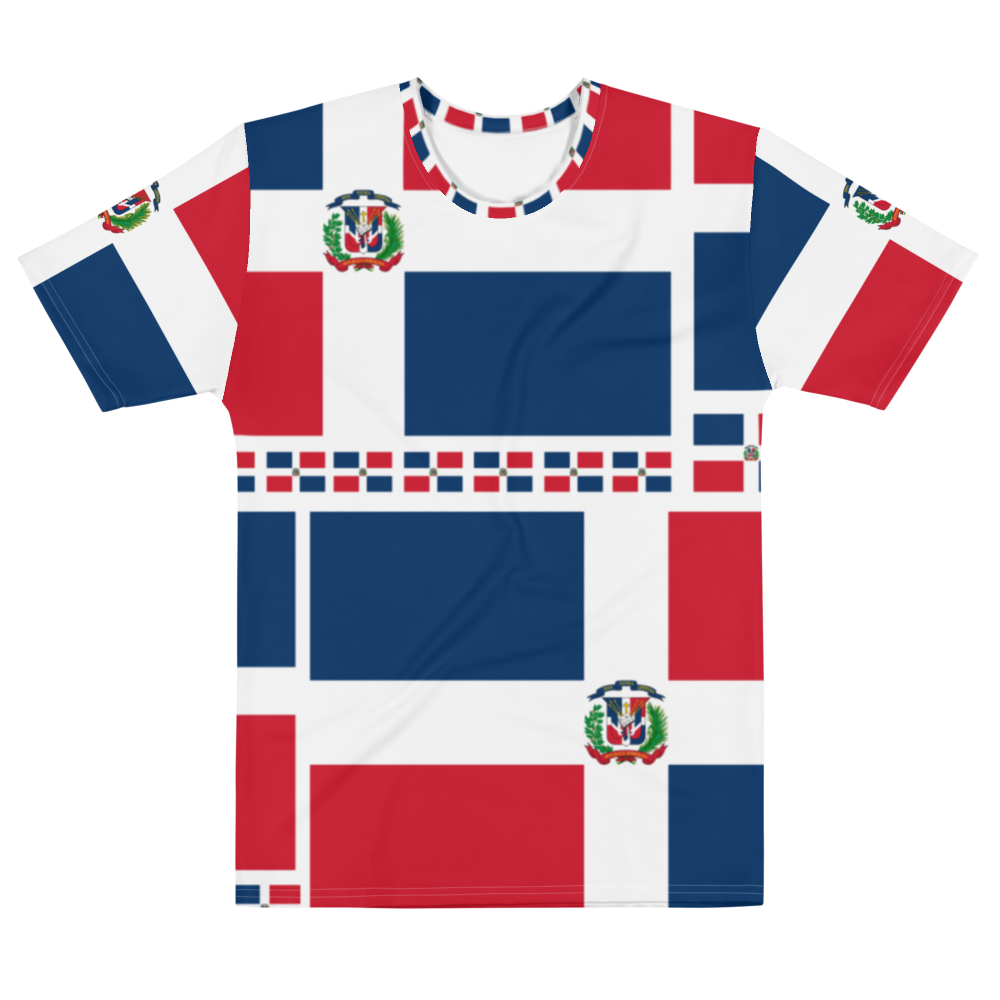 Dominican Republic Flag All-Over Collage Men's T-shirt  - 2020 - DominicanGirlfriend.com - Frases Dominicanas - República Dominicana Lifestyle Graphic T-Shirts Streetwear & Accessories - New York - Bronx - Washington Heights - Miami - Florida - Boca Chica - USA - Dominican Clothing