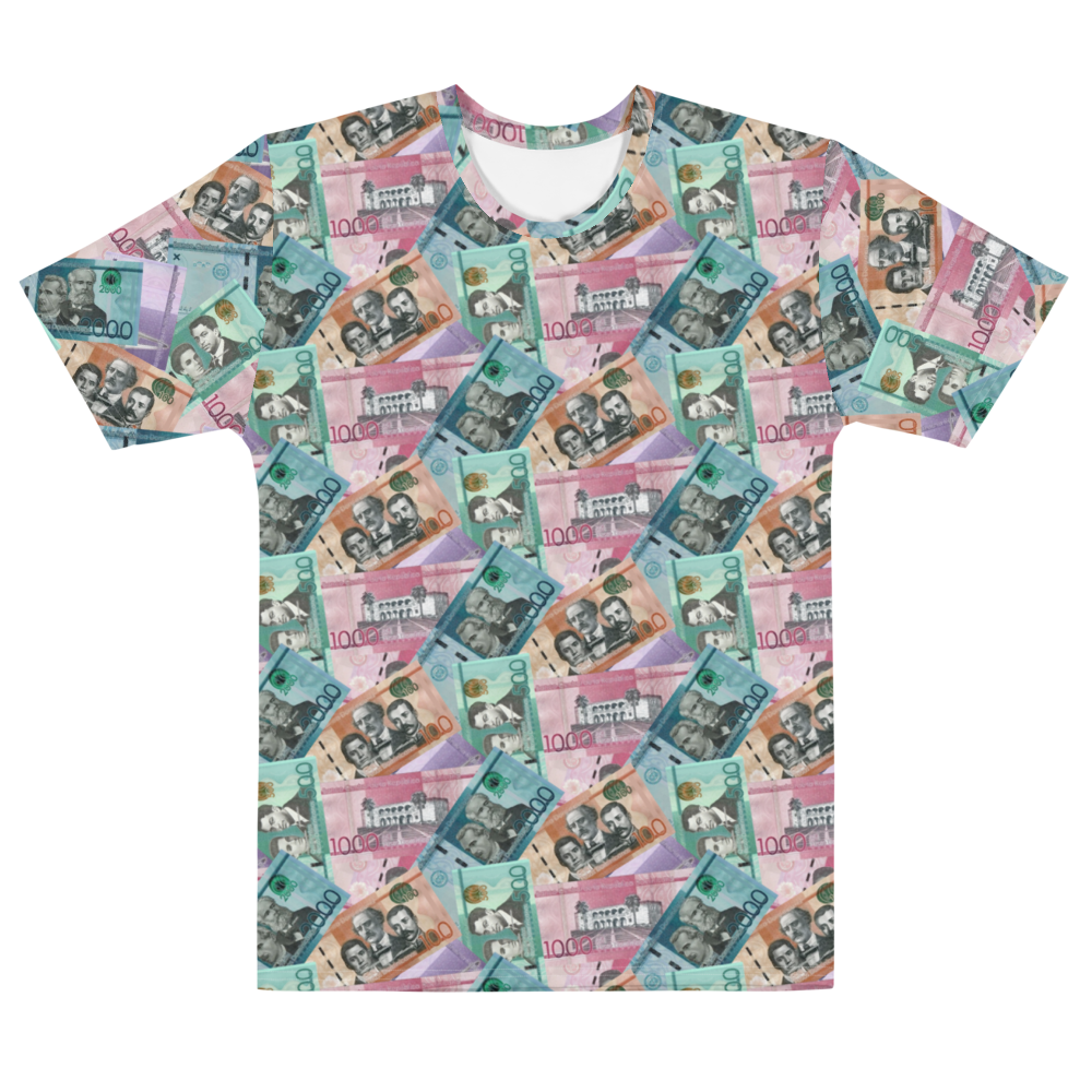 Dominican Pesos All-Over Men's T-shirt  - 2020 - DominicanGirlfriend.com - Frases Dominicanas - República Dominicana Lifestyle Graphic T-Shirts Streetwear & Accessories - New York - Bronx - Washington Heights - Miami - Florida - Boca Chica - USA - Dominican Clothing