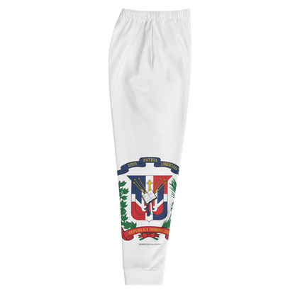 Escudo de la República Dominicana Men's White Sweatpants Joggers  - 2020 - DominicanGirlfriend.com - Frases Dominicanas - República Dominicana Lifestyle Graphic T-Shirts Streetwear & Accessories - New York - Bronx - Washington Heights - Miami - Florida - Boca Chica - USA - Dominican Clothing
