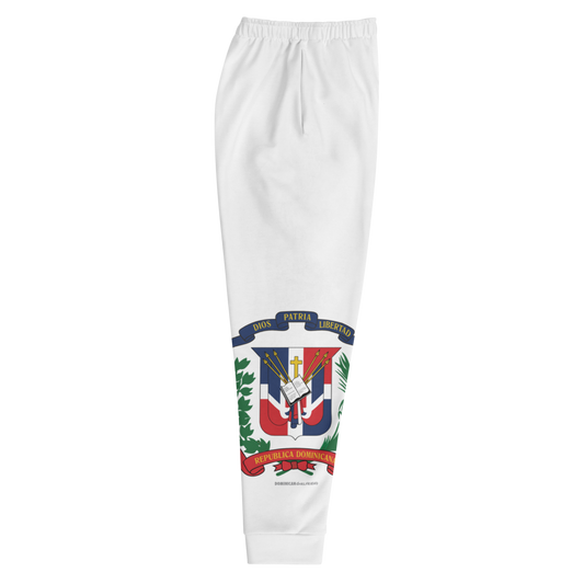Escudo de la República Dominicana Men's White Sweatpants Joggers  - 2020 - DominicanGirlfriend.com - Frases Dominicanas - República Dominicana Lifestyle Graphic T-Shirts Streetwear & Accessories - New York - Bronx - Washington Heights - Miami - Florida - Boca Chica - USA - Dominican Clothing