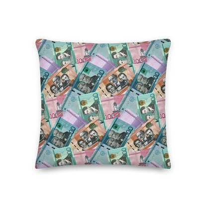 Dominican Pesos Premium Pillow  - 2020 - DominicanGirlfriend.com - Frases Dominicanas - República Dominicana Lifestyle Graphic T-Shirts Streetwear & Accessories - New York - Bronx - Washington Heights - Miami - Florida - Boca Chica - USA - Dominican Clothing