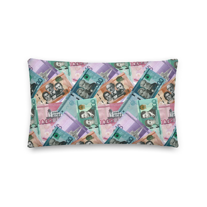 Dominican Pesos Premium Pillow  - 2020 - DominicanGirlfriend.com - Frases Dominicanas - República Dominicana Lifestyle Graphic T-Shirts Streetwear & Accessories - New York - Bronx - Washington Heights - Miami - Florida - Boca Chica - USA - Dominican Clothing