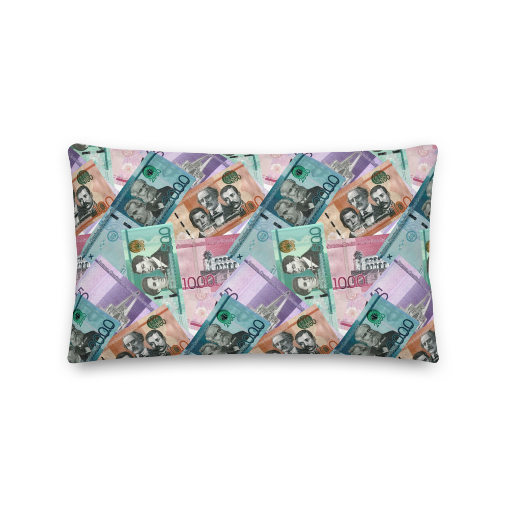 Dominican Pesos Premium Pillow  - 2020 - DominicanGirlfriend.com - Frases Dominicanas - República Dominicana Lifestyle Graphic T-Shirts Streetwear & Accessories - New York - Bronx - Washington Heights - Miami - Florida - Boca Chica - USA - Dominican Clothing