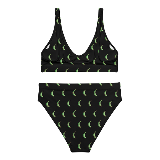 Platano All-Over High-Waisted Two Piece Bikini (Black)  - 2020 - DominicanGirlfriend.com - Frases Dominicanas - República Dominicana Lifestyle Graphic T-Shirts Streetwear & Accessories - New York - Bronx - Washington Heights - Miami - Florida - Boca Chica - USA - Dominican Clothing