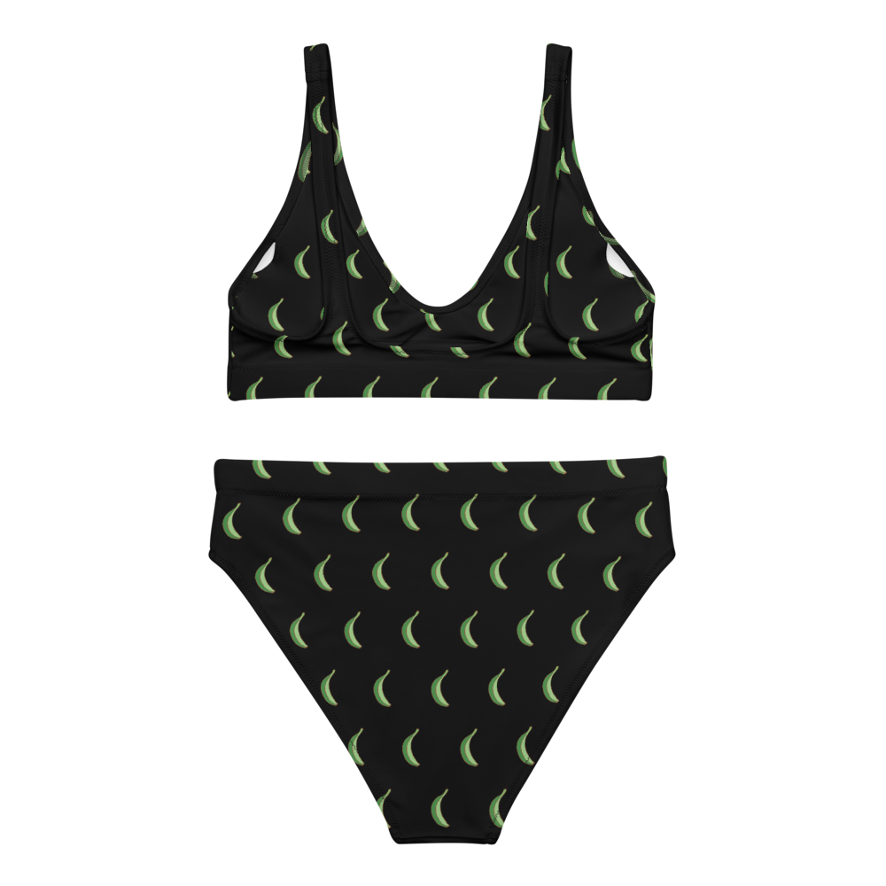 Platano All-Over High-Waisted Two Piece Bikini (Black)  - 2020 - DominicanGirlfriend.com - Frases Dominicanas - República Dominicana Lifestyle Graphic T-Shirts Streetwear & Accessories - New York - Bronx - Washington Heights - Miami - Florida - Boca Chica - USA - Dominican Clothing