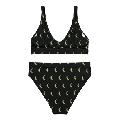 Platano All-Over High-Waisted Two Piece Bikini (Black)  - 2020 - DominicanGirlfriend.com - Frases Dominicanas - República Dominicana Lifestyle Graphic T-Shirts Streetwear & Accessories - New York - Bronx - Washington Heights - Miami - Florida - Boca Chica - USA - Dominican Clothing