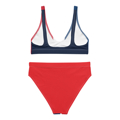 Dominican Republic Flag High-Waisted Two Piece Bikini  - 2020 - DominicanGirlfriend.com - Frases Dominicanas - República Dominicana Lifestyle Graphic T-Shirts Streetwear & Accessories - New York - Bronx - Washington Heights - Miami - Florida - Boca Chica - USA - Dominican Clothing