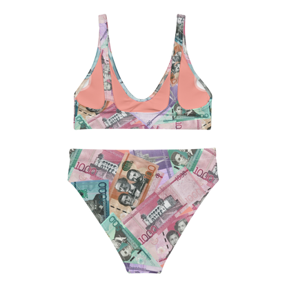 Dominican Pesos High-Waisted Bikini  - 2020 - DominicanGirlfriend.com - Frases Dominicanas - República Dominicana Lifestyle Graphic T-Shirts Streetwear & Accessories - New York - Bronx - Washington Heights - Miami - Florida - Boca Chica - USA - Dominican Clothing