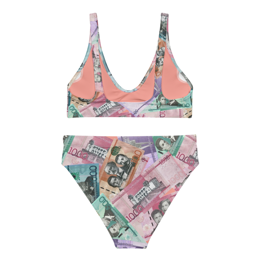 Dominican Pesos High-Waisted Bikini  - 2020 - DominicanGirlfriend.com - Frases Dominicanas - República Dominicana Lifestyle Graphic T-Shirts Streetwear & Accessories - New York - Bronx - Washington Heights - Miami - Florida - Boca Chica - USA - Dominican Clothing