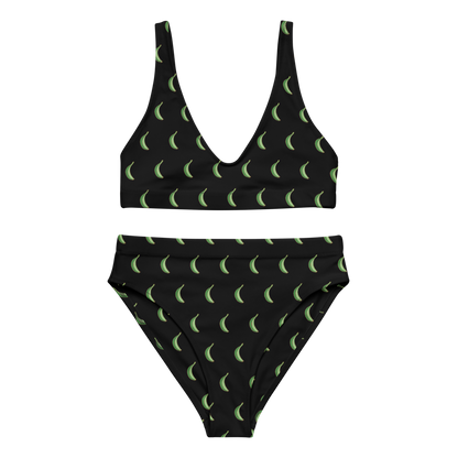 Platano All-Over High-Waisted Two Piece Bikini (Black)  - 2020 - DominicanGirlfriend.com - Frases Dominicanas - República Dominicana Lifestyle Graphic T-Shirts Streetwear & Accessories - New York - Bronx - Washington Heights - Miami - Florida - Boca Chica - USA - Dominican Clothing