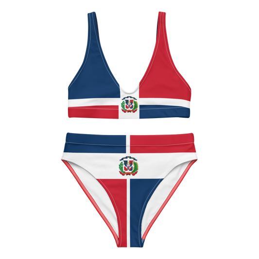 Dominican Republic Flag High-Waisted Two Piece Bikini  - 2020 - DominicanGirlfriend.com - Frases Dominicanas - República Dominicana Lifestyle Graphic T-Shirts Streetwear & Accessories - New York - Bronx - Washington Heights - Miami - Florida - Boca Chica - USA - Dominican Clothing