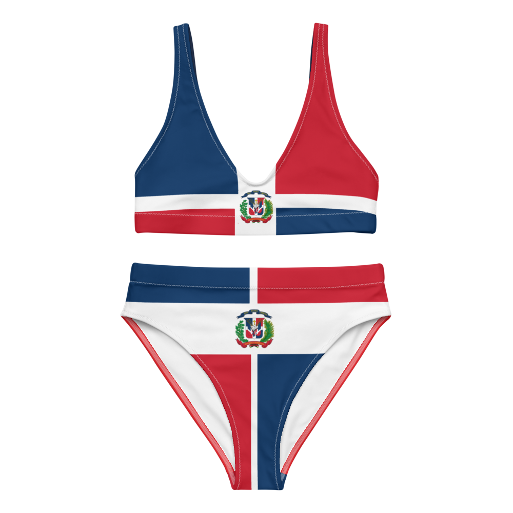 Dominican Republic Flag High-Waisted Two Piece Bikini  - 2020 - DominicanGirlfriend.com - Frases Dominicanas - República Dominicana Lifestyle Graphic T-Shirts Streetwear & Accessories - New York - Bronx - Washington Heights - Miami - Florida - Boca Chica - USA - Dominican Clothing