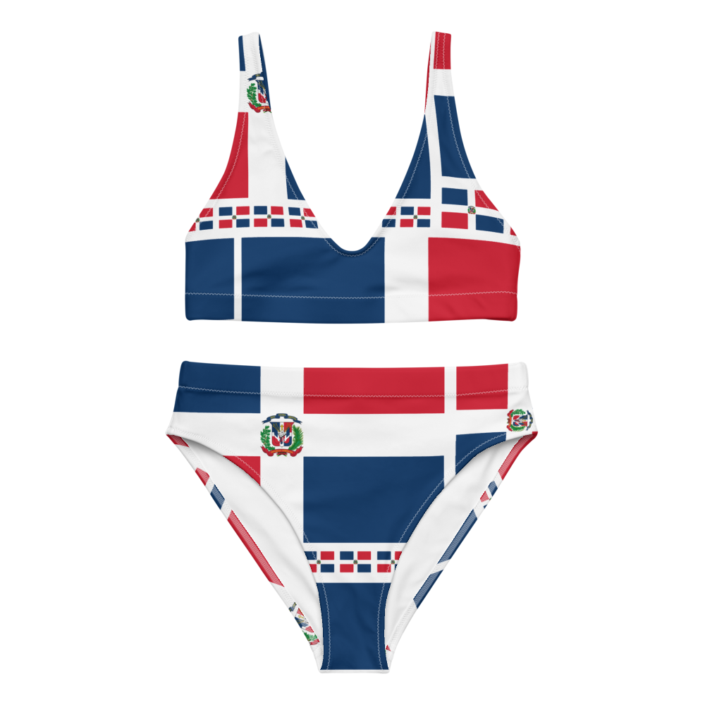Dominican Republic Flag All-Over Collage High-Waisted Bikini  - 2020 - DominicanGirlfriend.com - Frases Dominicanas - República Dominicana Lifestyle Graphic T-Shirts Streetwear & Accessories - New York - Bronx - Washington Heights - Miami - Florida - Boca Chica - USA - Dominican Clothing