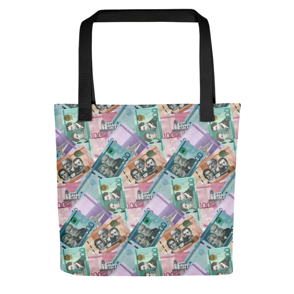 Dominican Pesos Tote Bag  - 2020 - DominicanGirlfriend.com - Frases Dominicanas - República Dominicana Lifestyle Graphic T-Shirts Streetwear & Accessories - New York - Bronx - Washington Heights - Miami - Florida - Boca Chica - USA - Dominican Clothing