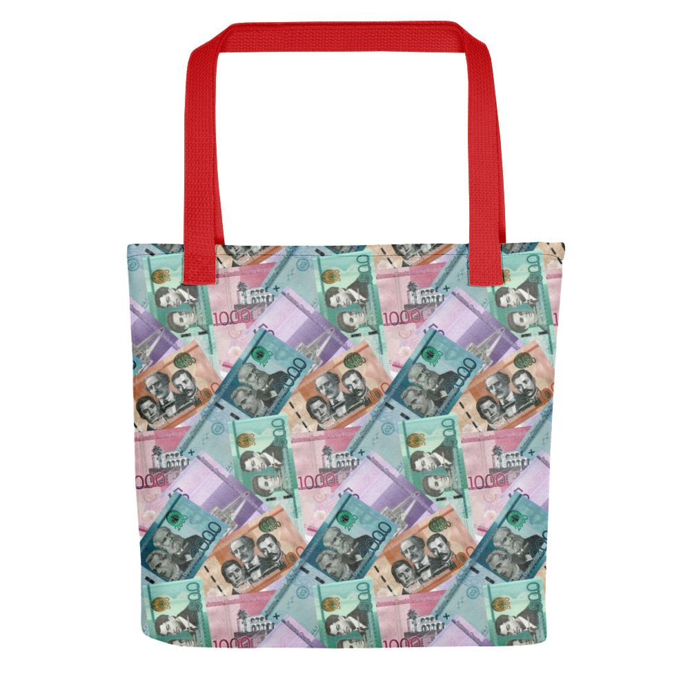 Dominican Pesos Tote Bag  - 2020 - DominicanGirlfriend.com - Frases Dominicanas - República Dominicana Lifestyle Graphic T-Shirts Streetwear & Accessories - New York - Bronx - Washington Heights - Miami - Florida - Boca Chica - USA - Dominican Clothing